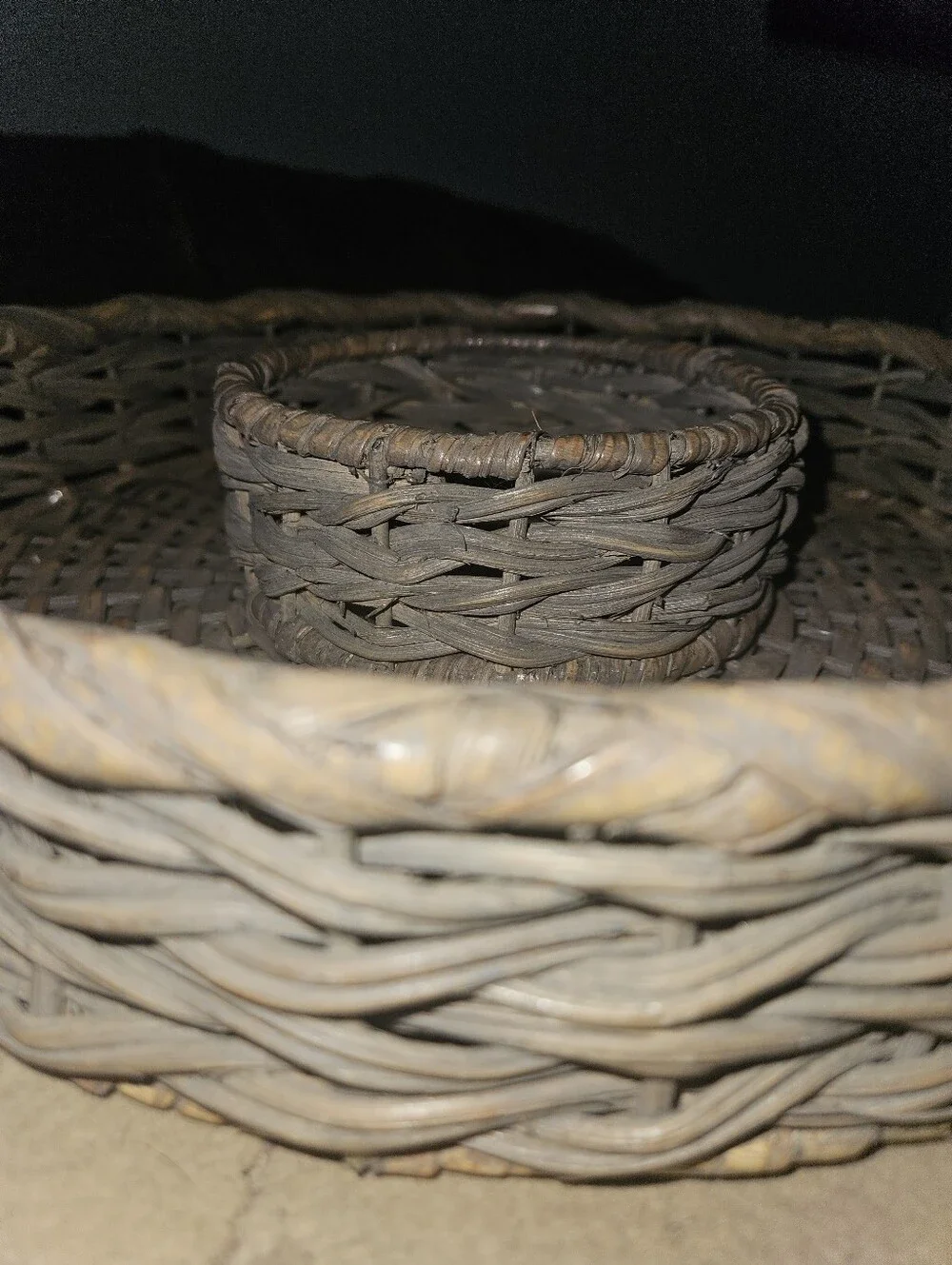 Large Vintage Woven Basket Rustic Boho Natural Fiber Handmade Decor